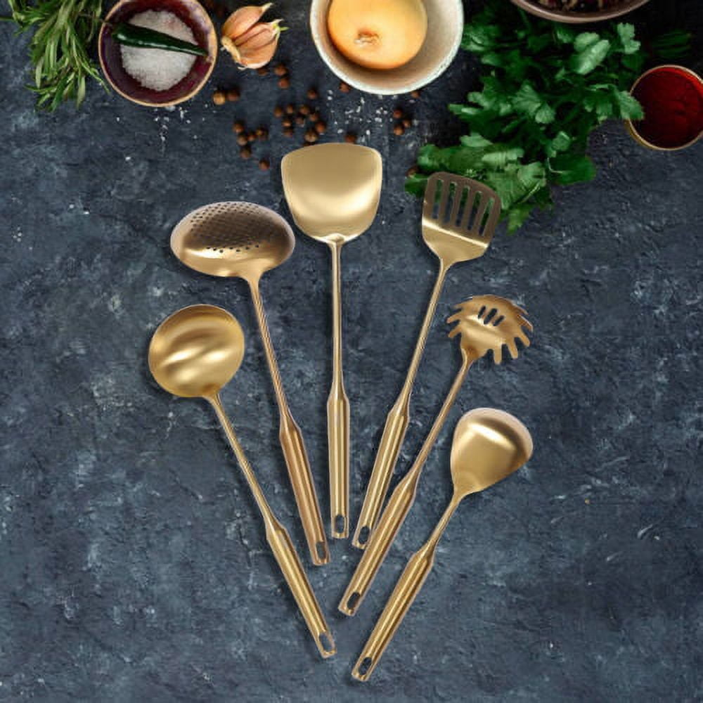 Kitchen Utensil Set Stainless Steel Kitchen Cooking Utensils Gadget Tools Gold - Image 5