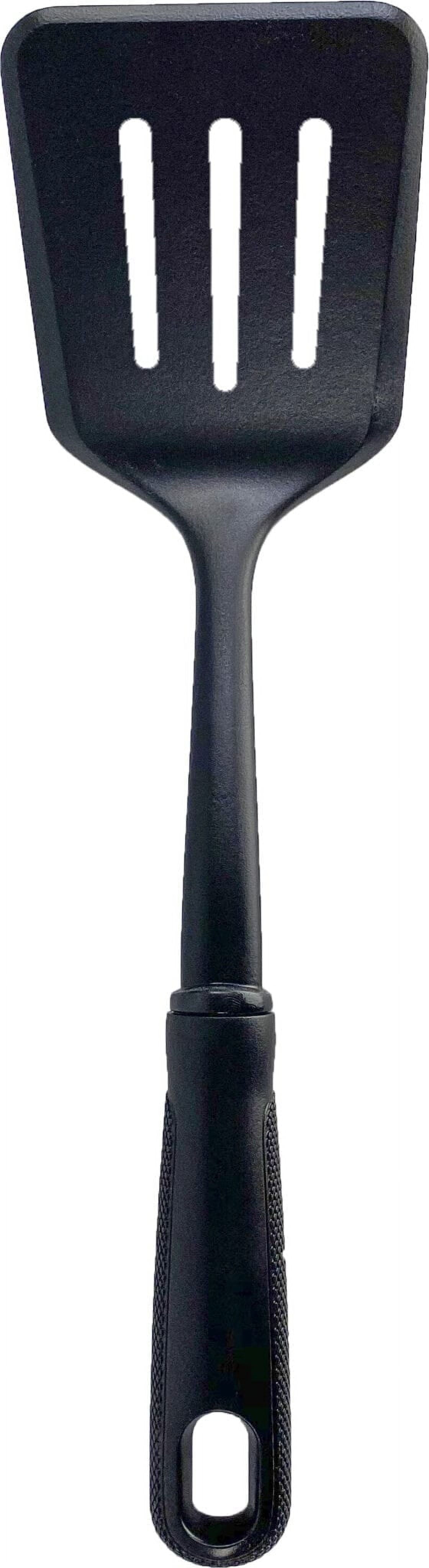 (8 pack) Mainstays Nylon Slotted Kitchen Turner with Soft Grip Handle, Black - Image 2