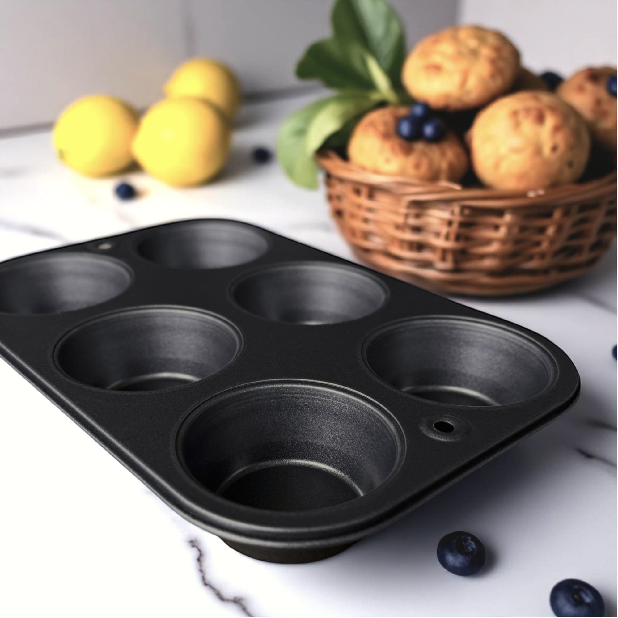 6-Cup Nonstick Steel Muffin Pan, 2.9" Cup, Gray, 1 Count - Image 5