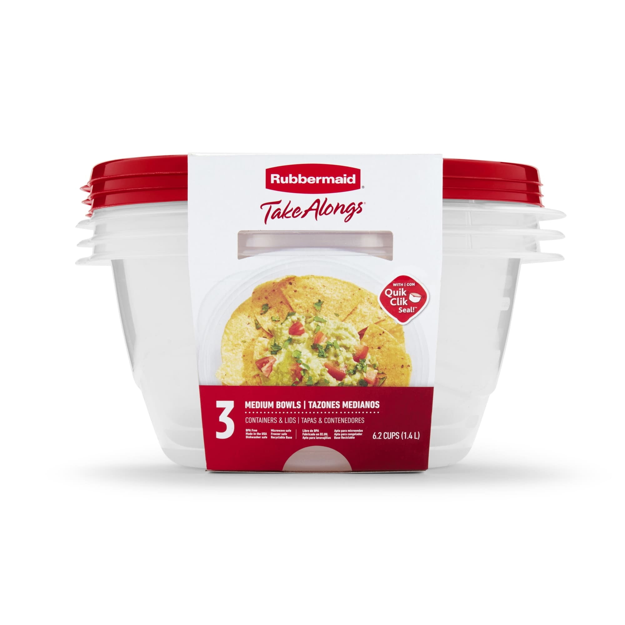 TakeAlongs 6.2-cup Round Food Storage Containers, Ruby Red, 3 pack - Image 2