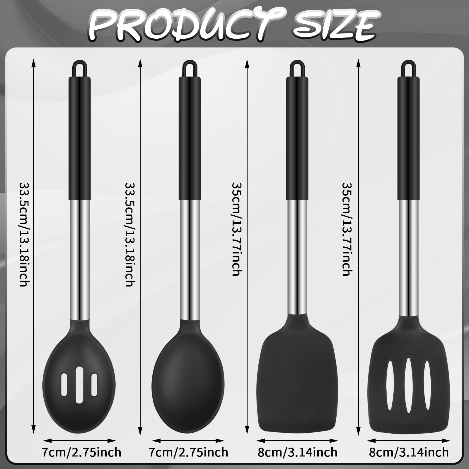4-Pack Silicone Cooking Utensils Set - Heat Resistant Non-Stick Kitchen Spatula & Spoon Set, Large Soup Ladle, Slotte... - Image 2