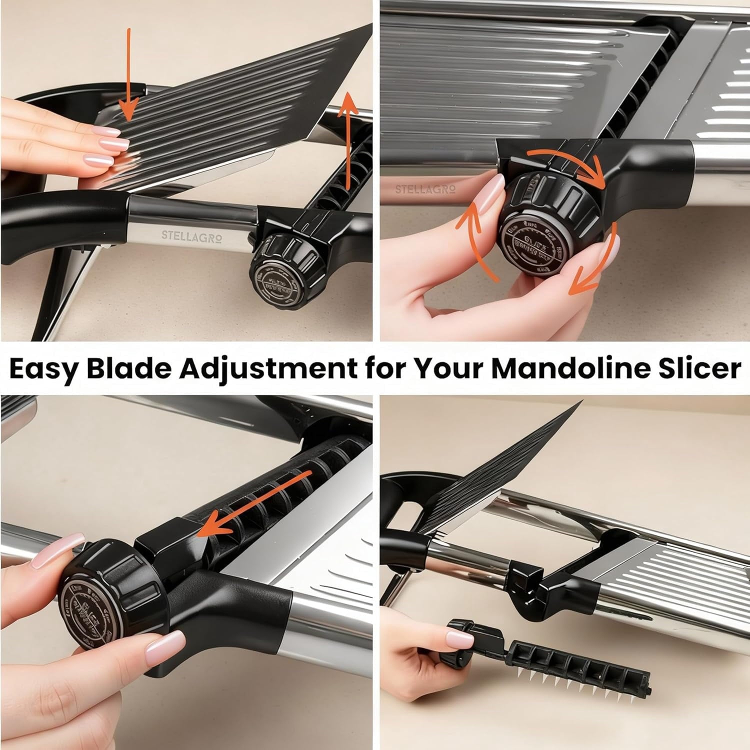 Professional Mandoline Slicer Adjustable Vegetable Cutter Stainless Steel Julienne Tool with Hand Guard for Kitchen F... - Image 5