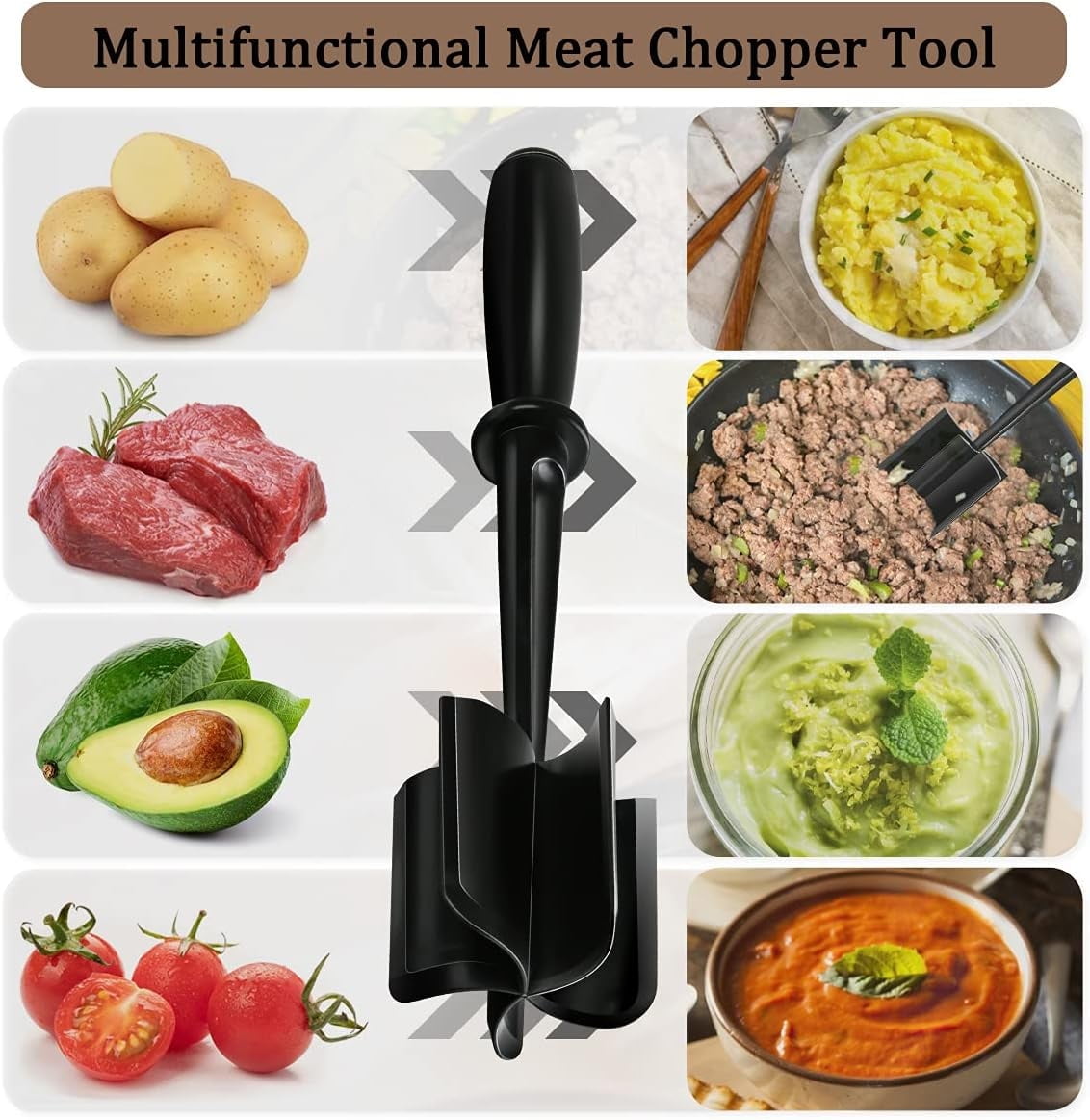 2pc , Premium Cutter Tool for Ground Beef, Nylon Ground Beef Tool and Fork, Non Stick Mix for Chopped Potatoes, Black - Image 3