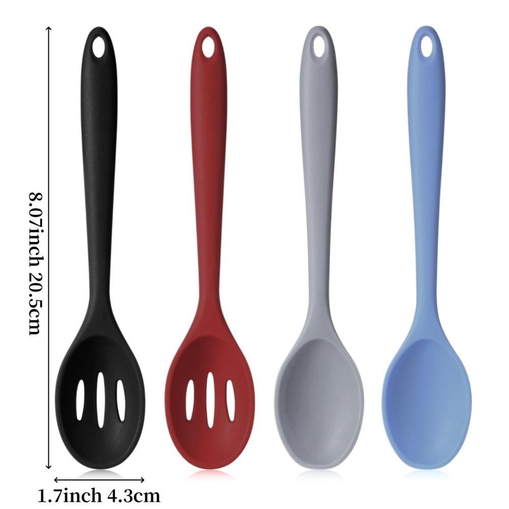 4Pcs Silicone Cooking Utensils Set, 10.6 Inch Large Silicone Serving Nonstick Spoons Heat Resistant Mixing Slotted Sp... - Image 3