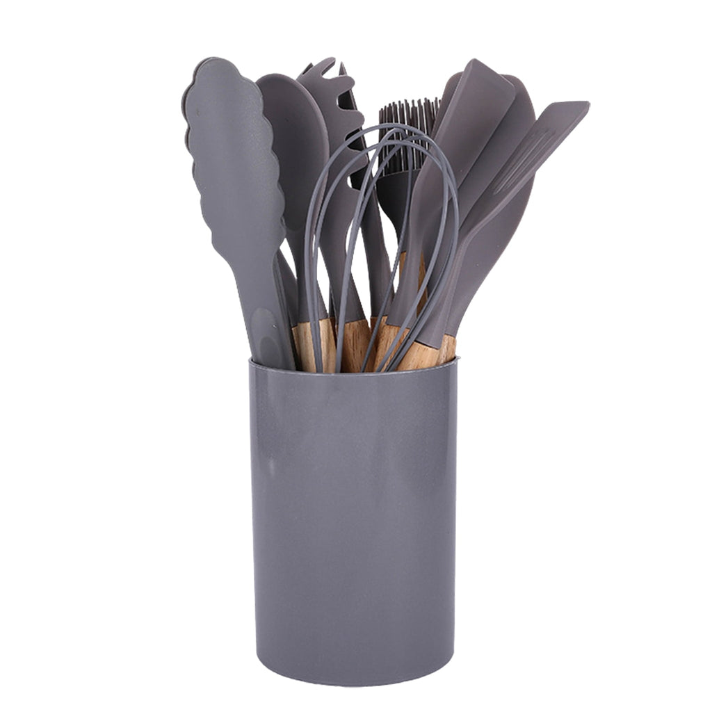 Silicone Kitchen Utensils Set with Wooden Handle Heat-Resistant Cooking Tools Non-Stick Safe Kitchenware Set for Home... - Image 6