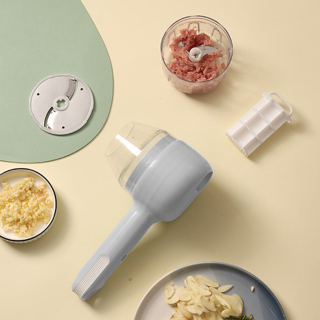 3 in 1 Portable Vegetable Cutter Set Mini Garlic Masher Food Processor for Peppers Celery Ginger Meat with Whisk Hand... - Image 4