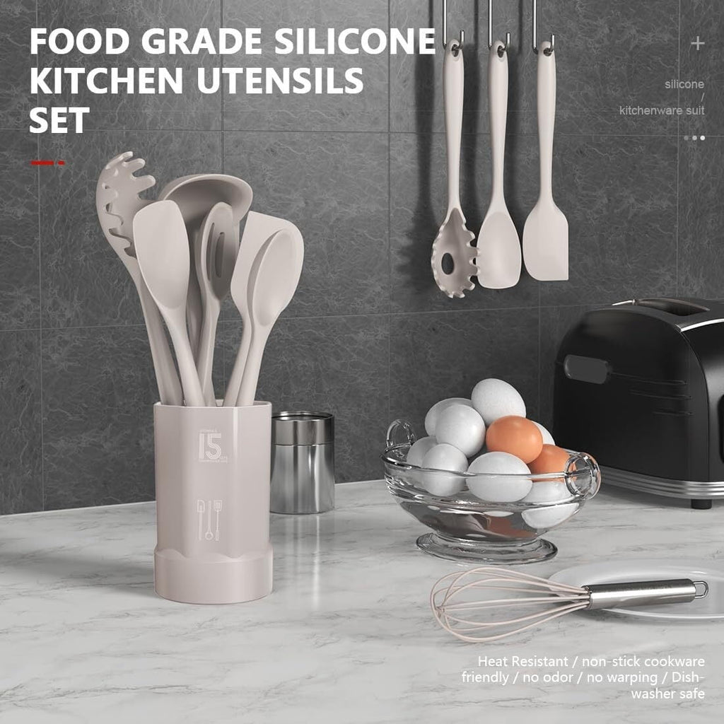 Silicone Cooking Utensils Set - 446°F Heat Resistant Kitchen Utensils,Spatula Sets,Turner Tongs,Spoon,Kitchen Utensil Gadgets Tools Set for - Image 2
