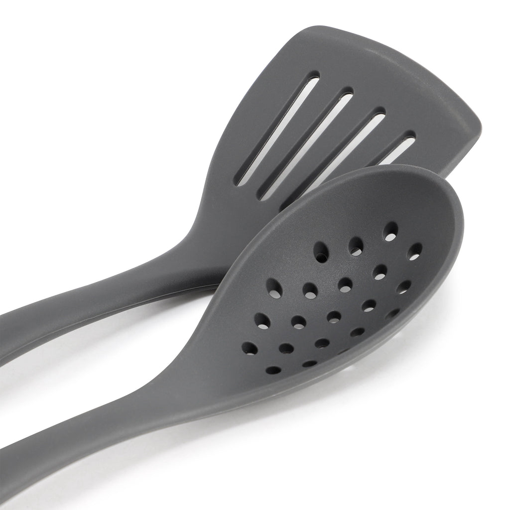 Ridgecrest 2 Piece Silicone Kitchen Tool Slotted Spoon and Turner Set in Gray - Image 3
