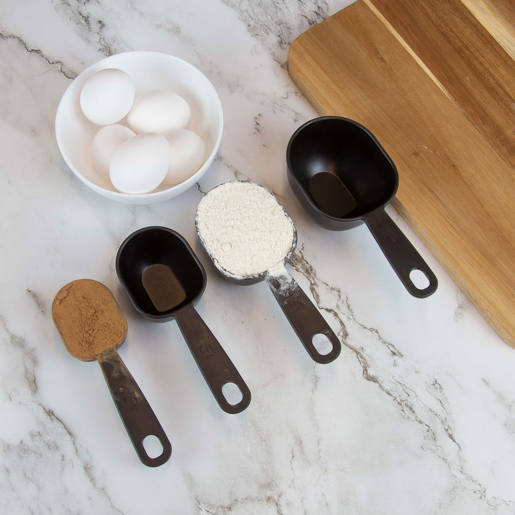 (3 pack) 8-Piece Kitchen Measuring Cup & Spoon Set, Raised Measurements, Black, Polypropylene - Image 3