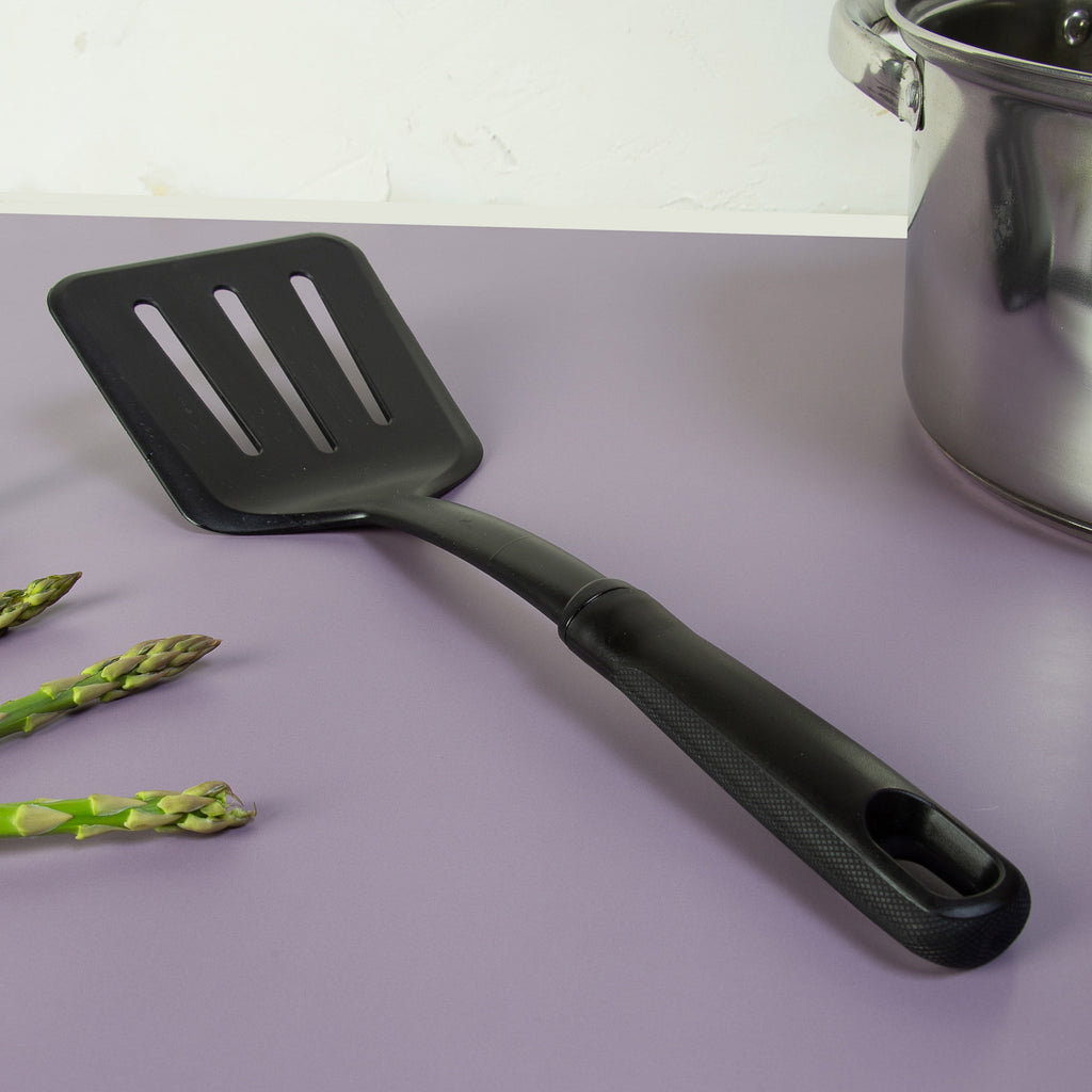 (8 pack) Mainstays Nylon Slotted Kitchen Turner with Soft Grip Handle, Black - Image 5