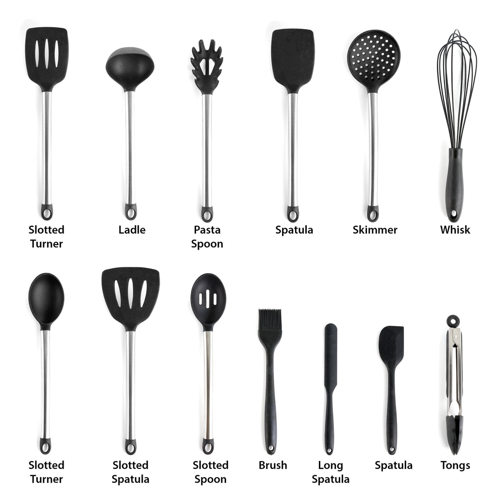 Gray 14 Piece Silicone and Stainless Steel Cooking Utensils - Image 2