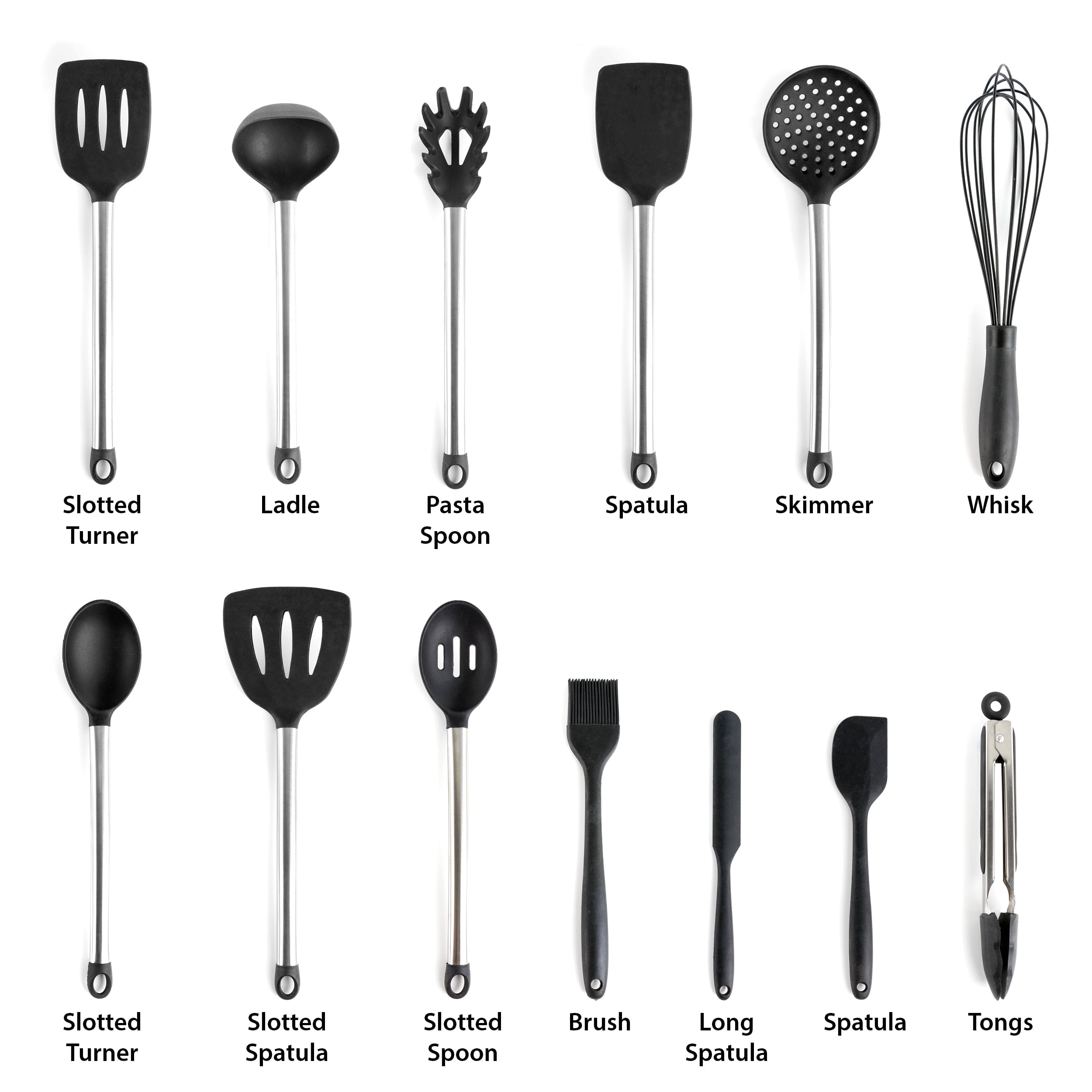 Gray 14 Piece Silicone and Stainless Steel Cooking Utensils - Image 2