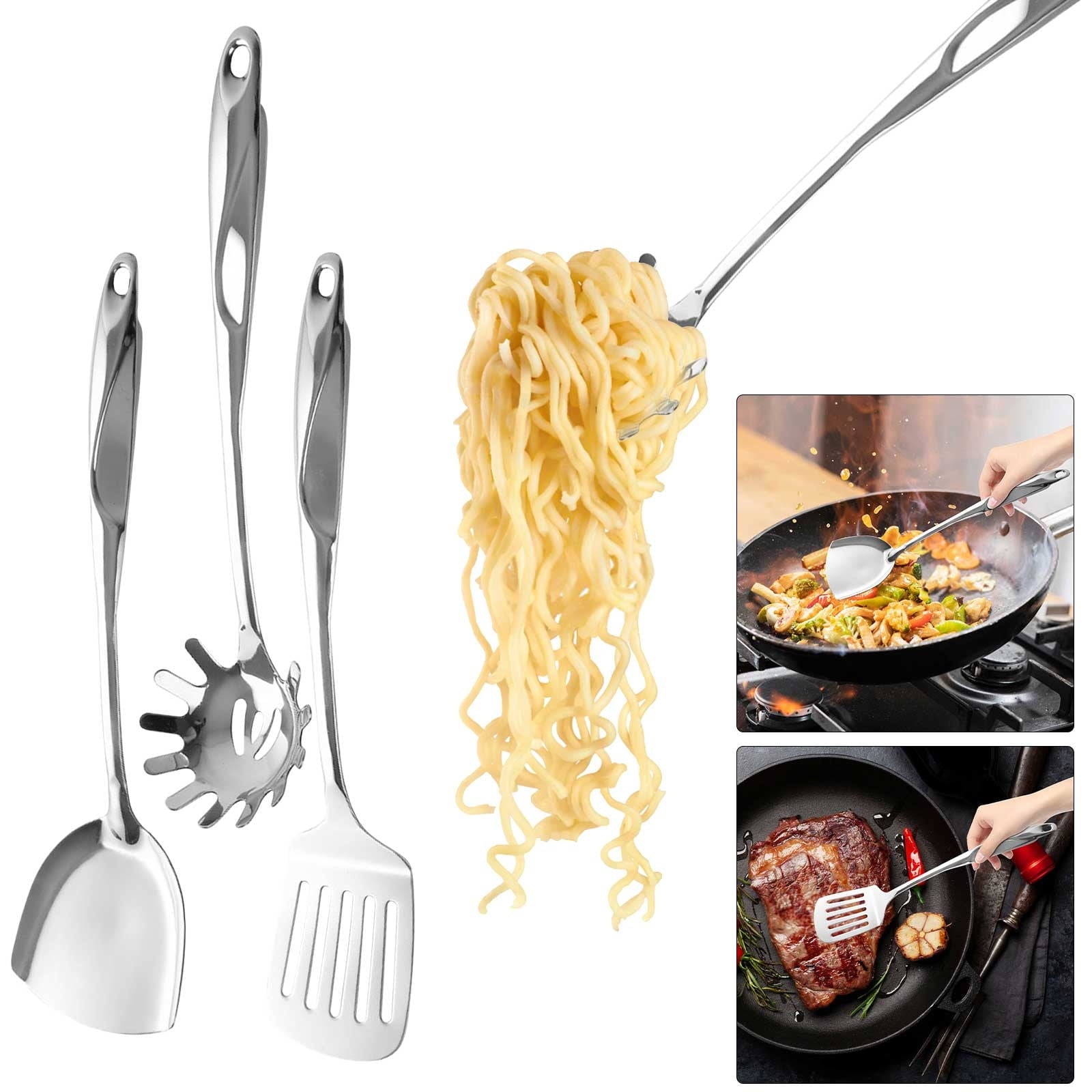 Kitchen Stainless Steel Cooking Utensil - Durable Kitchen Gadgets - Metal Kitchen Accessories - Easy to Clean Kitchen... - Image 2