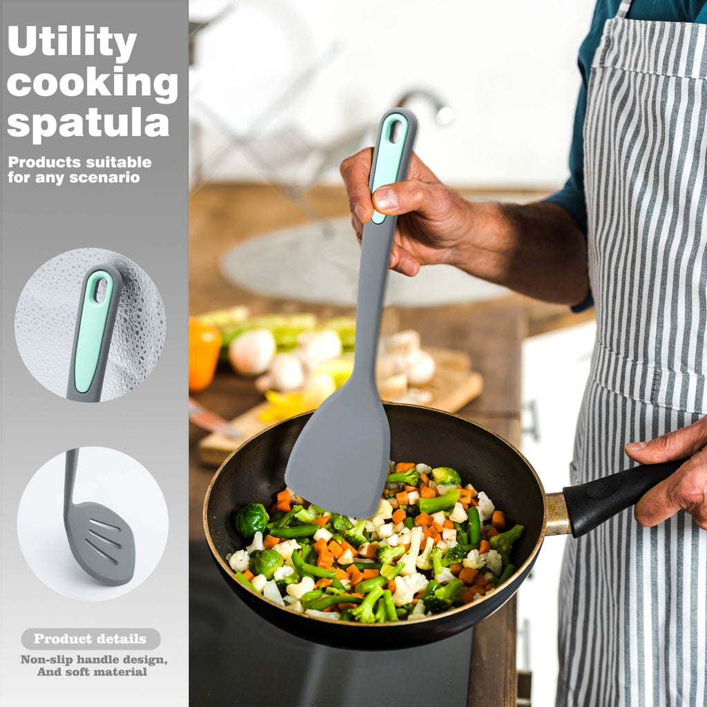 To encounter 5 Pieces Silicone Spatula Set, Non-Stick Silicone Turner Spatulas, Heat Resistance Cooking Utensils, Flip Turner for Fish, Egg, - Image 2