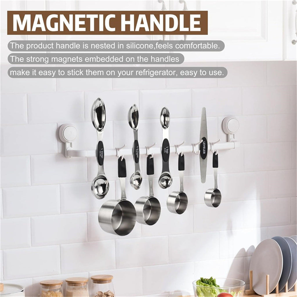 Magnetic Silicone Handle Stainless Steel Measuring Cups Set | 5-Piece Stackable Kitchen Baking Tools with Scales | 1,... - Image 6