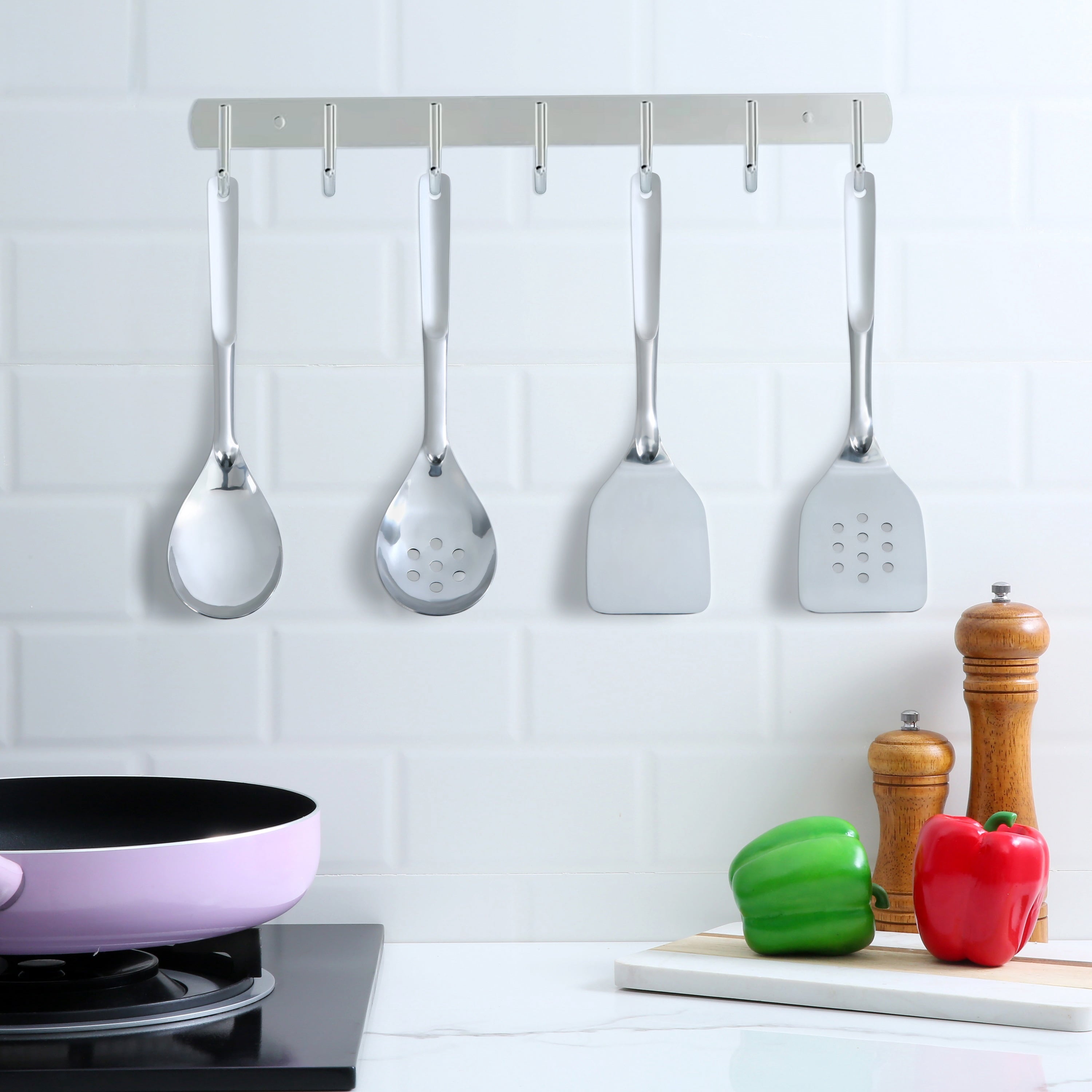 Mainstays Stainless Steel 4-Piece Utensil Set: Includes Slotted Turner, Solid Turner, Spoon, and Slotted Spoon - Image 3
