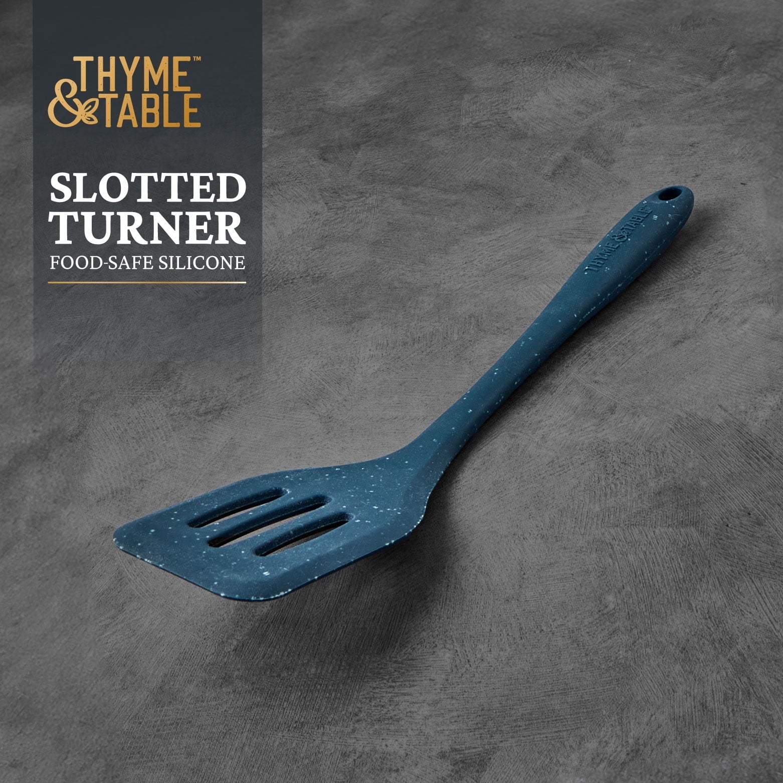 Silicone Slotted Turner, Speckled Blue - Image 3