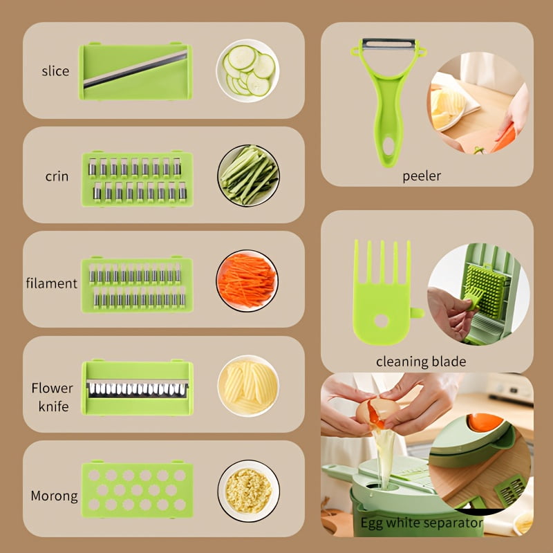 16-Function Vegetable Chopper with Container, Professional Multi-Functional Food Chopper, Slicer Dicer Grater for Oni... - Image 4