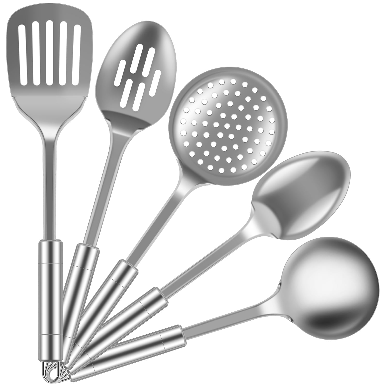 Ihvewuo 10Pcs Kitchen Cooking Utensils Set Stainless Steel Spoons Spatula Set with Ergonomic Handle Heavy-Duty Washable Spoons Utensils with - Image 3
