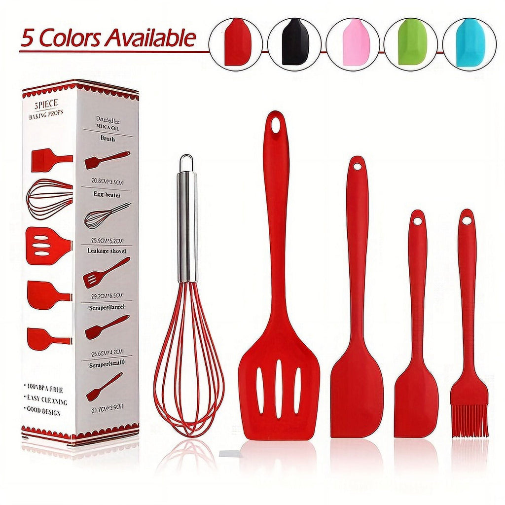 5-Piece Heat-Resistant Silicone Utensil Set - Durable, Easy-Clean Kitchen Tools for Modern Chefs - Image 2