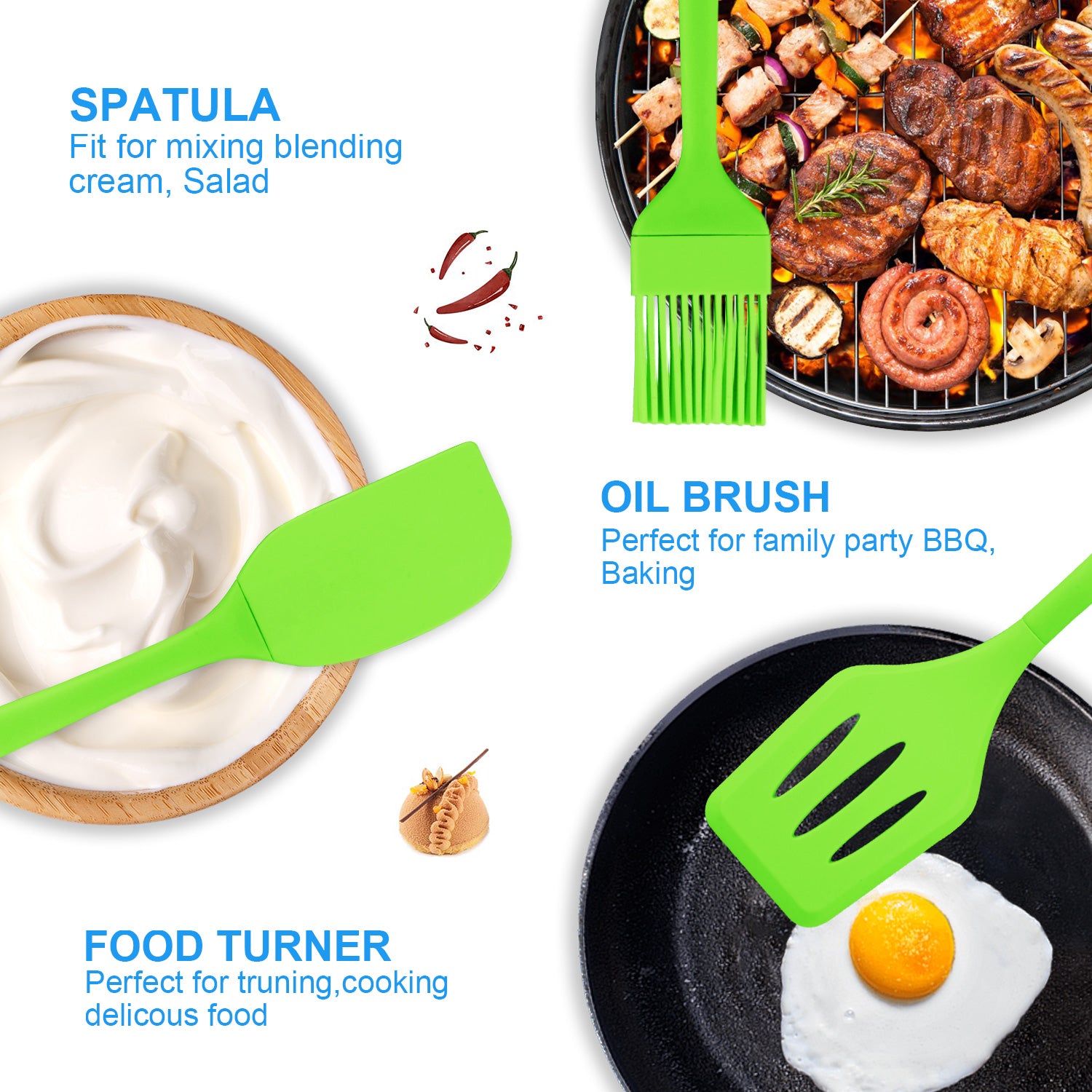 Silicone Cooking Utensils Sets, 5-Piece Kitchen Utensil Set 600F Heat Resistant Non-stick Rubber Cookware Kitchen Sil... - Image 6