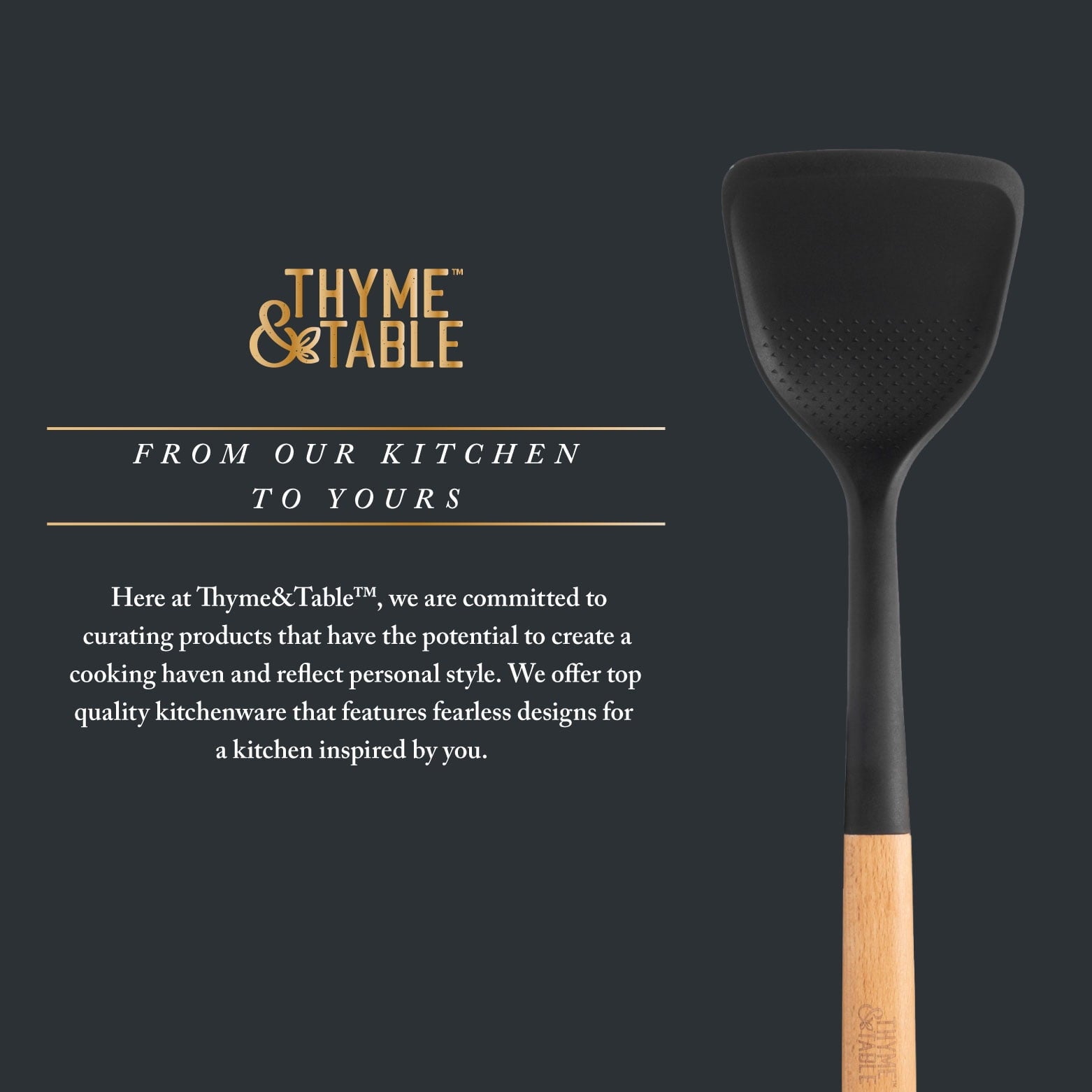 Food-Safe Silicone Turner with Beechwood Handle, Black - Image 6