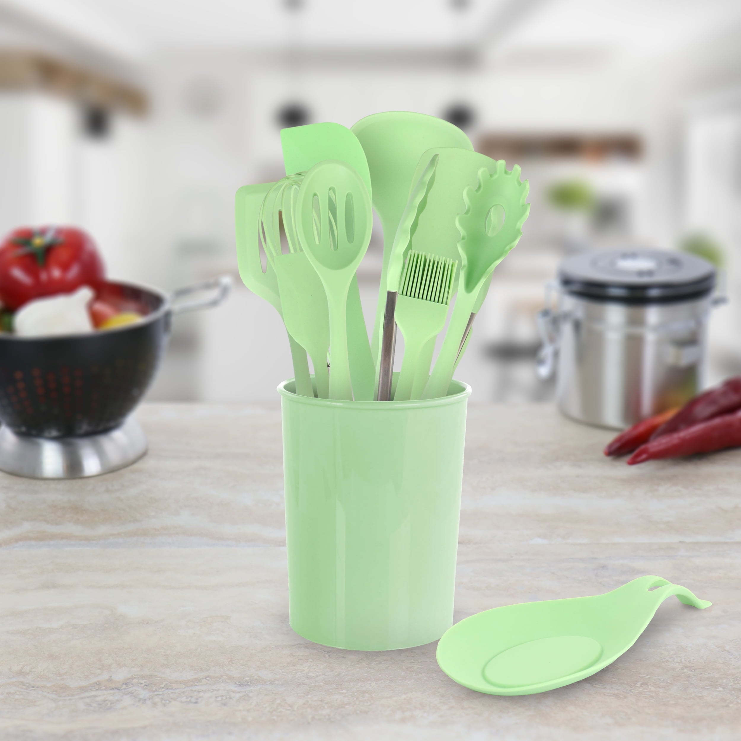 Mint Green 12 Piece Silicone Cooking Utensils - Image 4