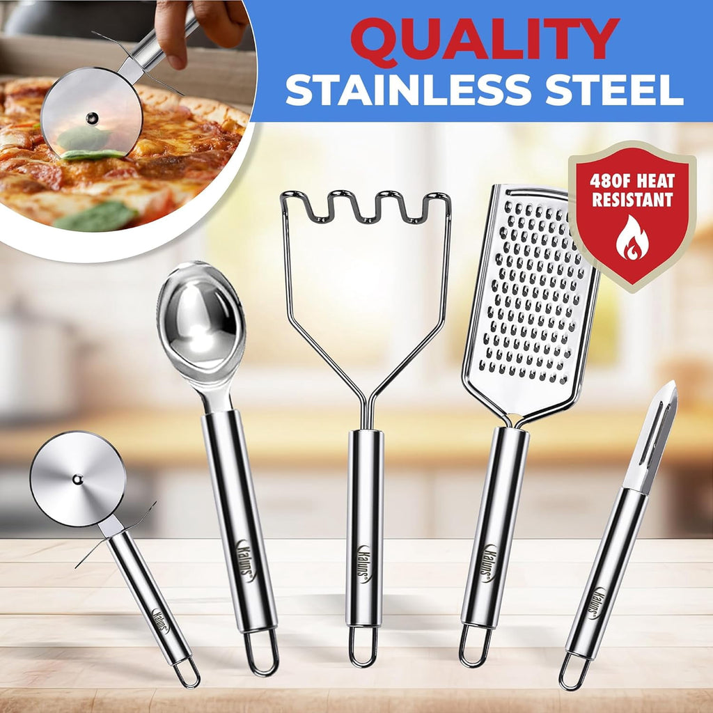 Kaluns Kitchen Utensils Set, 50 Piece Silicone And Stainless Steel Cooking Utensils, Dishwasher Safe and Heat Resistant Kitchen Tools - Image 6