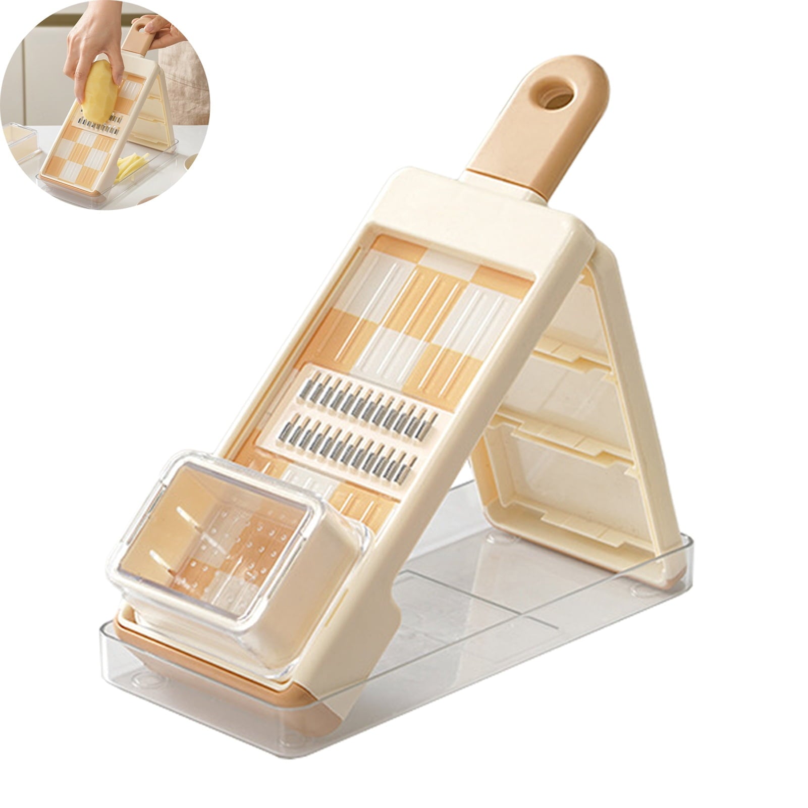 Vegetable Cutter 4-in-1 Food Chopper Grater with Blades Salad Prep Tool for Slicing Dicing Shredding Safety Restauran... - Image 5