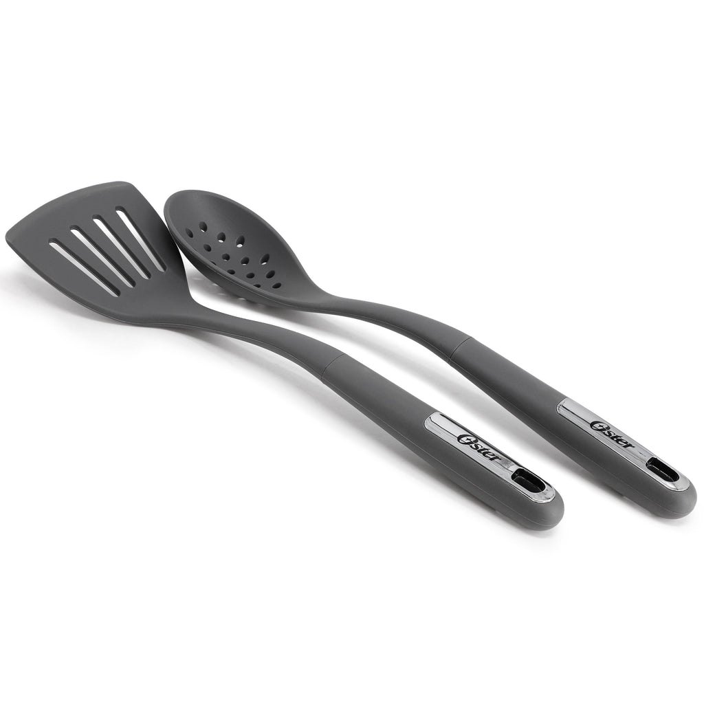 Ridgecrest 2 Piece Silicone Kitchen Tool Slotted Spoon and Turner Set in Gray - Image 2