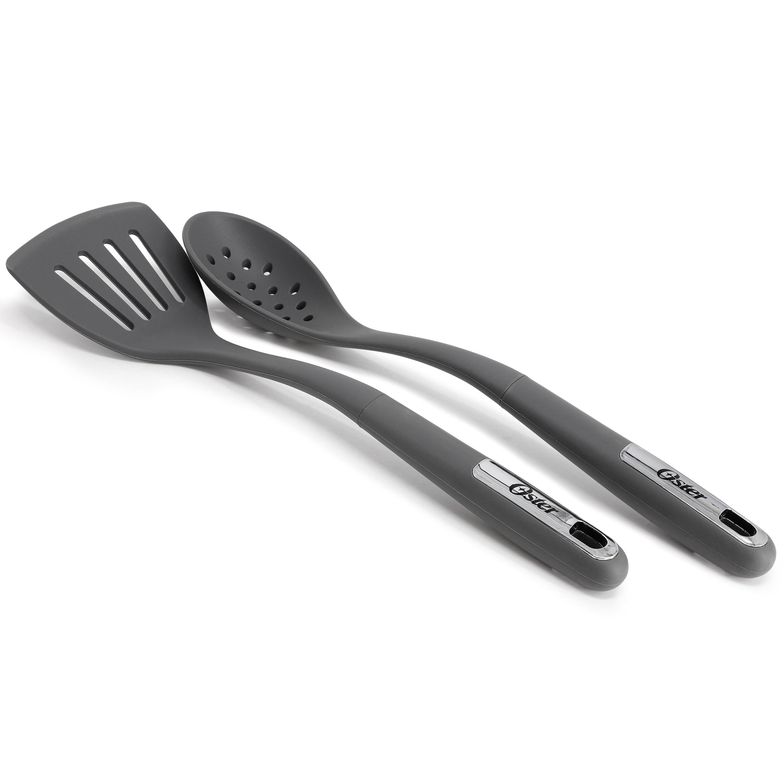 Ridgecrest 2 Piece Silicone Kitchen Tool Slotted Spoon and Turner Set in Gray - Image 2
