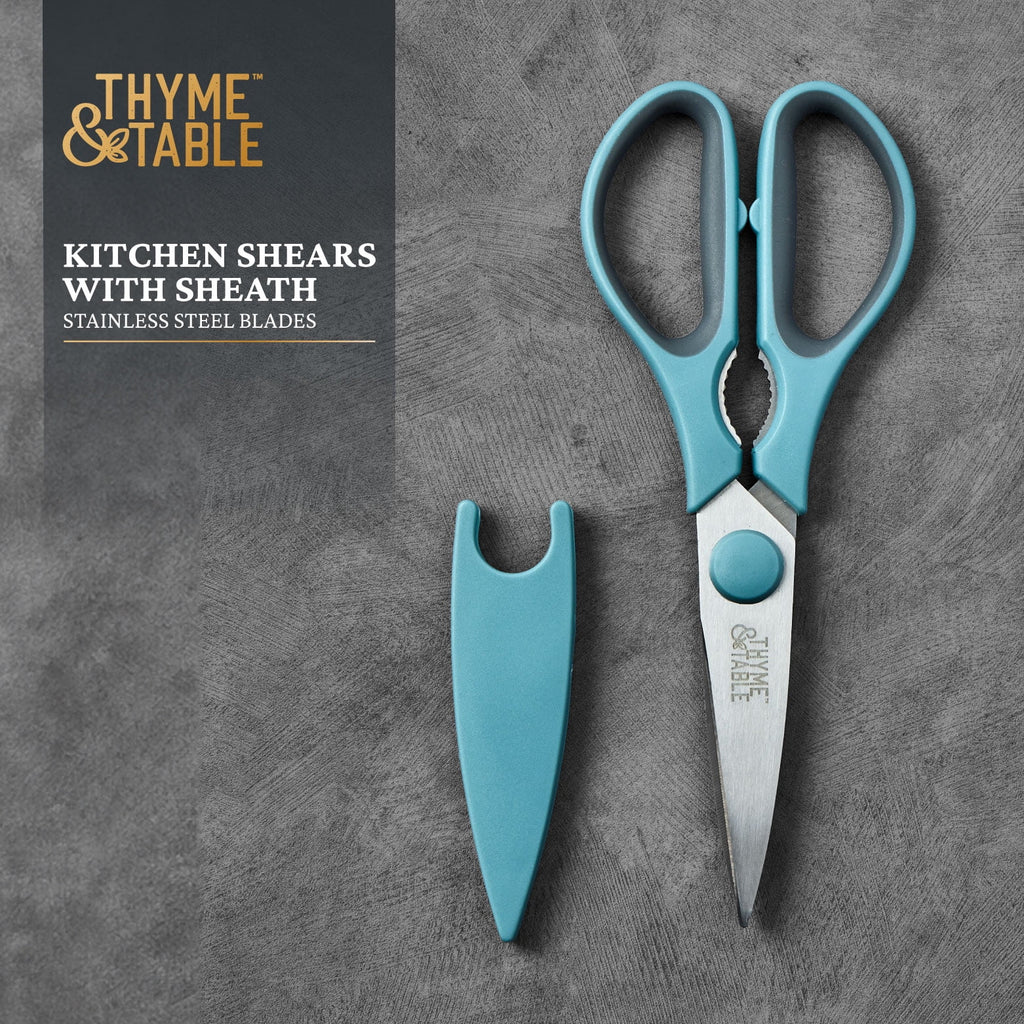Stainless Steel Kitchen Shears with Sheath, Blue - Image 3