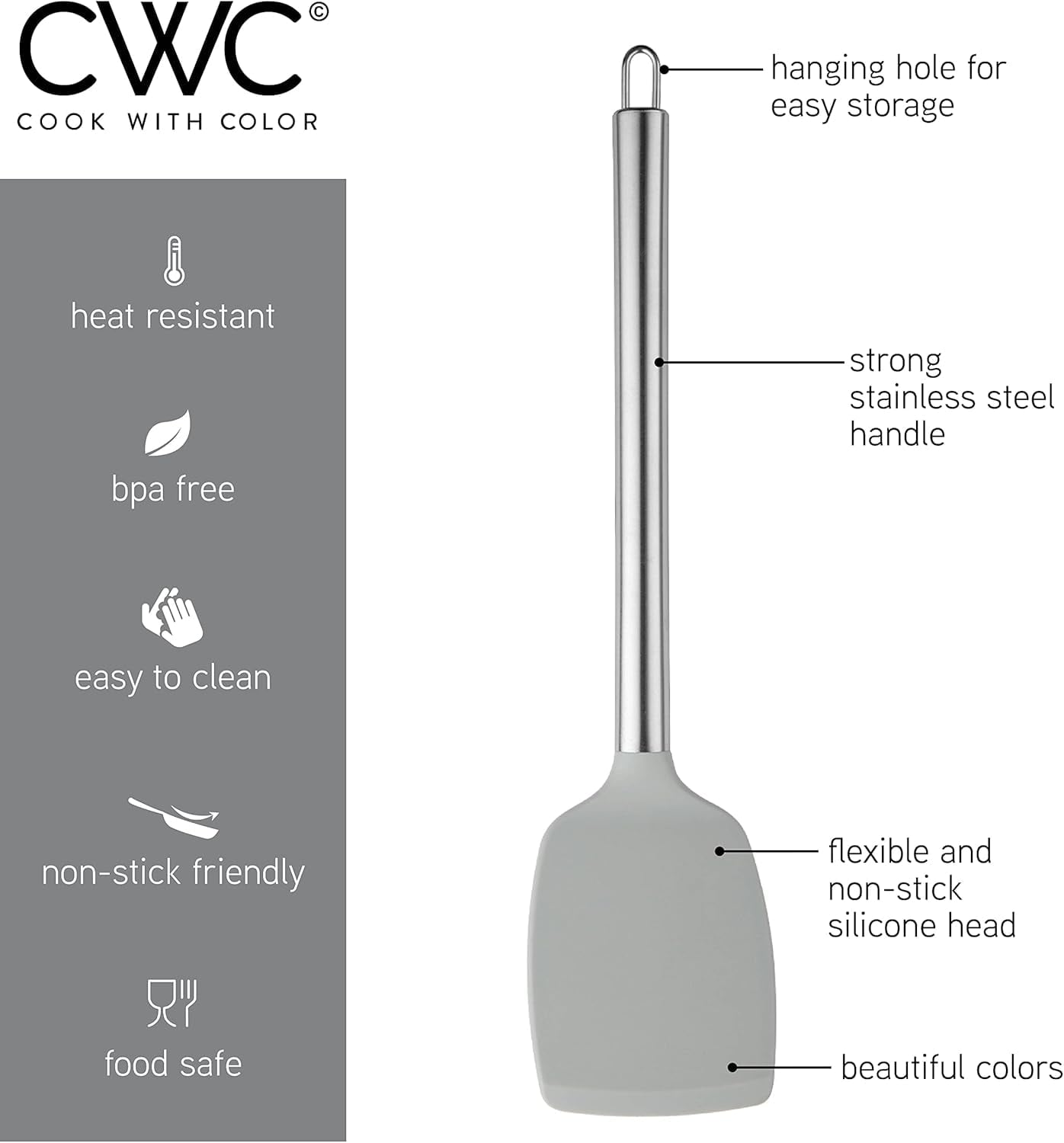 5-Pc Cooking Utensils Set Kitchen Gadgets & Essentials, Gray Ombre - Image 2