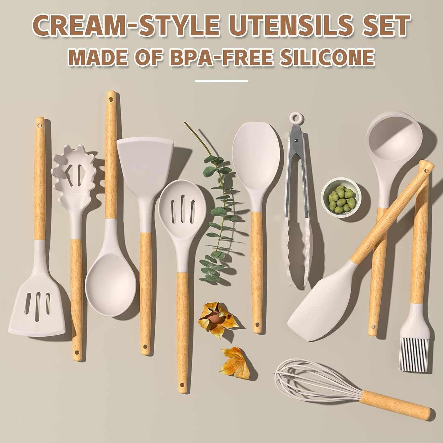 Silicone Cooking Utensils Kitchen Utensil Set - Heat Resistant Silicone Kitchen Utensils Set, Spatula,Turner Tongs, S... - Image 4