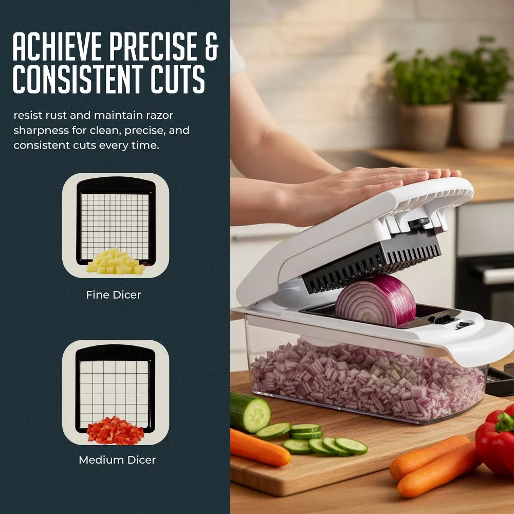 and Spiralizer, 4-in-1 Heavy Duty Manual Food Slicer and Kitchen Dicer & Meal Prep Container for Potatoes, and Veggies - Image 4