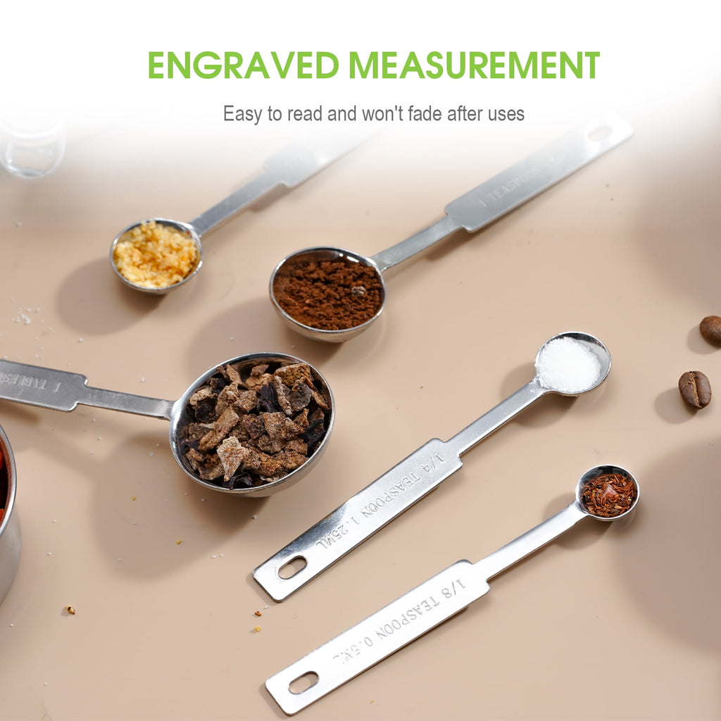 Lumikrypt 12 Pieces Stainless Steel Measuring Cups & Spoons Set, Stackable Nesting Design for Dry Liquid Ingredients, Kitchen Measuring Set - Image 5