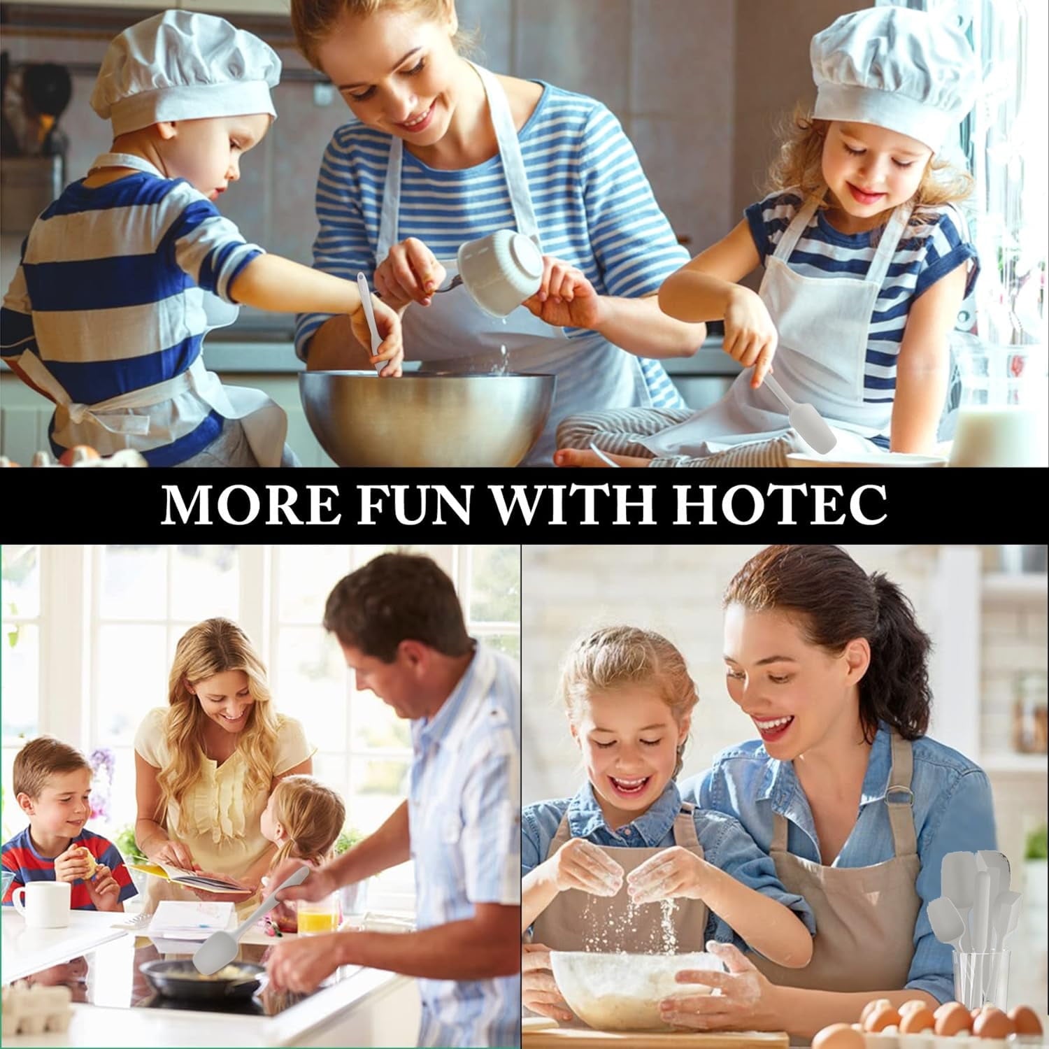 Food grade silicone rubber spatula set, 6-piece kitchen cooking and baking mixing utensil set, high heat resistance n... - Image 5