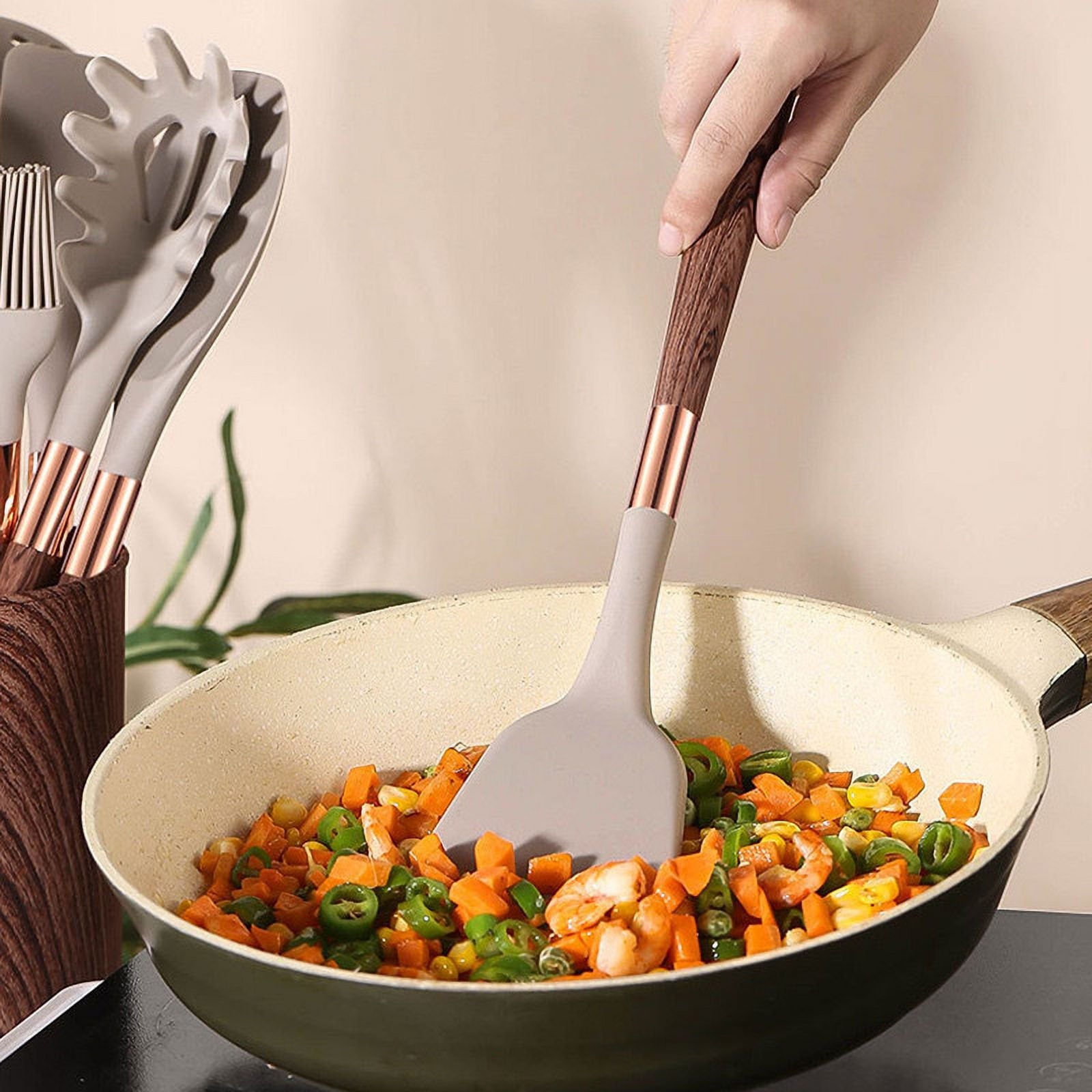 10-Piece Premium Non-Stick Silicone Kitchen Utensil Set - Tool & Gadget Sets for Effortless Cooking - Easy to Clean, ... - Image 3