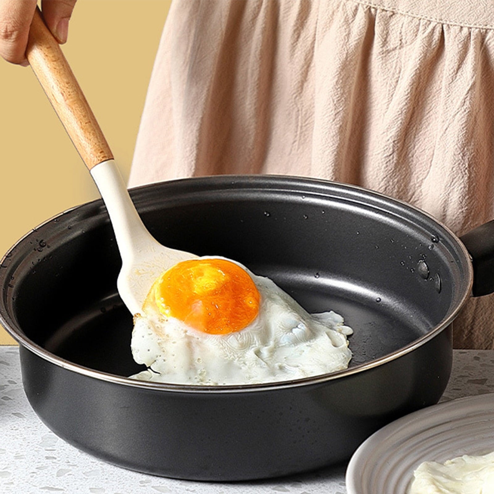 Mouliraty Kitchen Utensils Set Non Stick Silicone Cooking Utensils Set 3 Pcs 12.4 Inch Wooden Handle Heat Resistance ... - Image 3