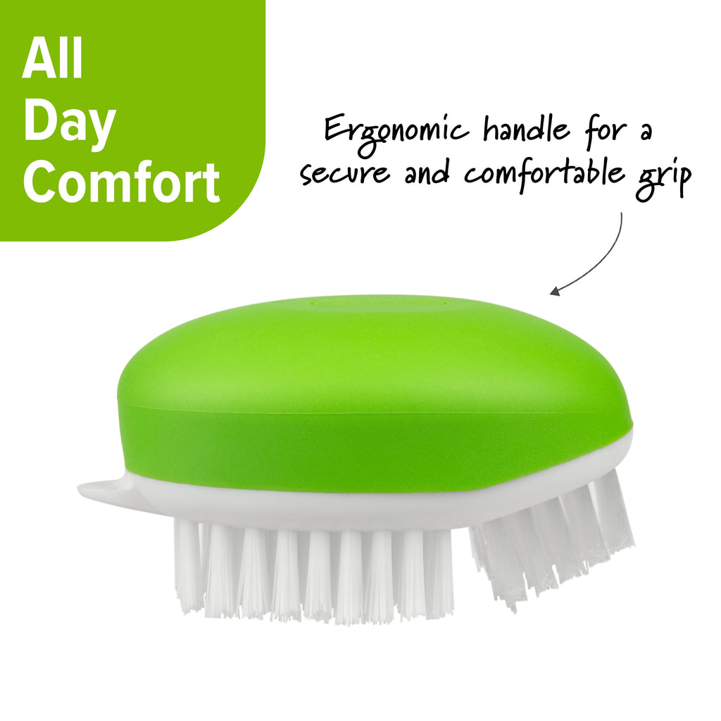 Prep Solutions Fruit & Veggie Cleaning Palm Style Green Brush - Image 4