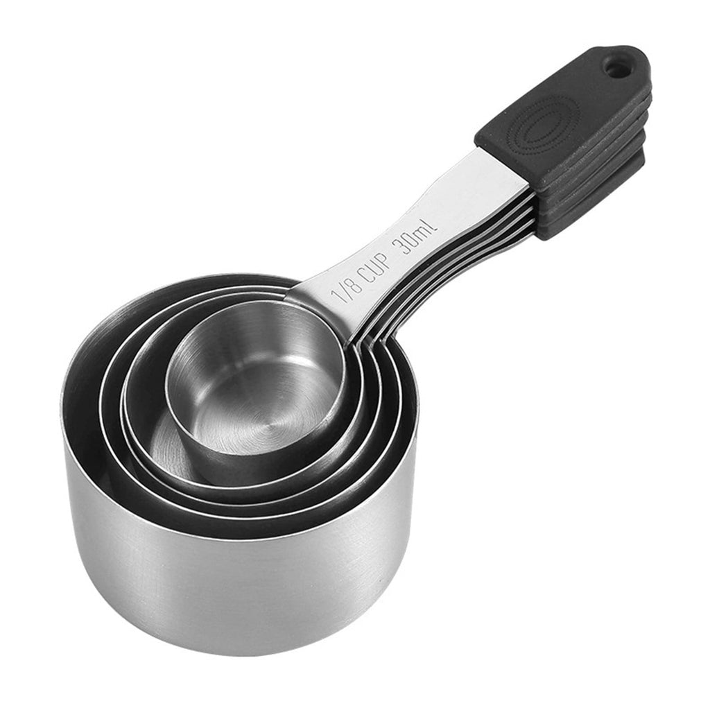 Magnetic Silicone Handle Stainless Steel Measuring Cups Set | 5-Piece Stackable Kitchen Baking Tools with Scales | 1,... - Image 2