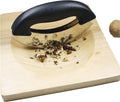 Mezzaluna Knife and Board, Double Blade Mezzaluna Salad Chopper with Wood Board