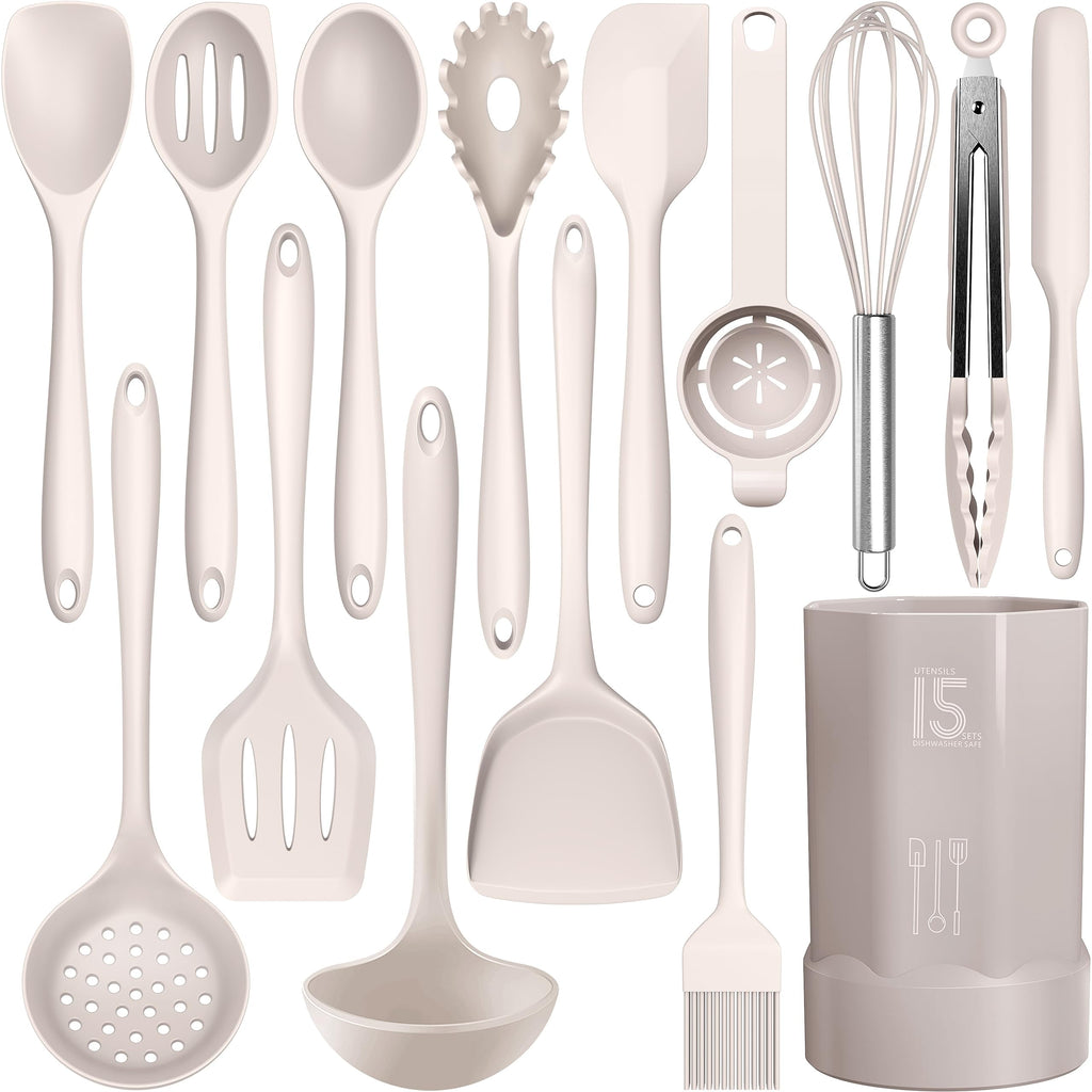 Silicone Cooking Utensils Set - 446°F Heat Resistant Kitchen Utensils,Spatula Sets,Turner Tongs,Spoon,Kitchen Utensil Gadgets Tools Set for