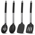 4-Pack Silicone Cooking Utensils Set - Heat Resistant Non-Stick Kitchen Spatula & Spoon Set, Large Soup Ladle, Slotte...