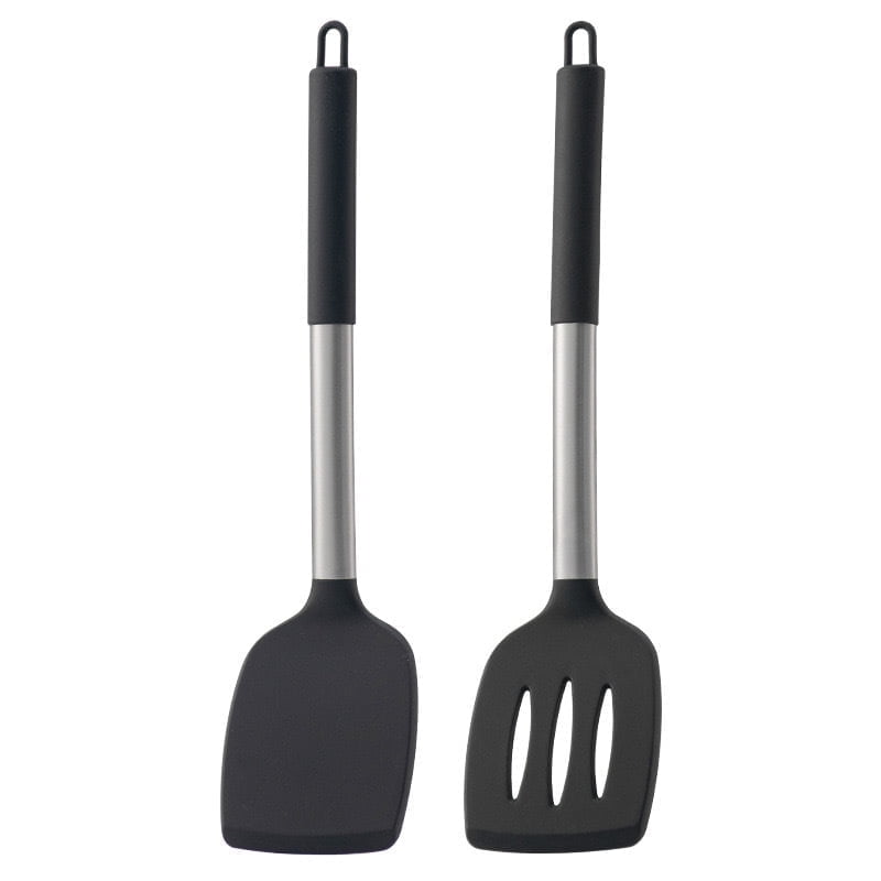 Behome 2 Pack Spatulas, Non Stick Turners with Silicone Handle, High Heat Resistant BPA Free Cooking Utensils, for Fi...